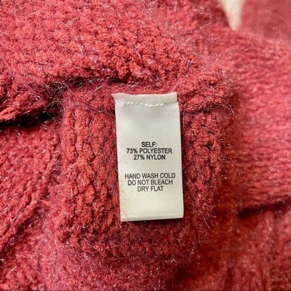 Lulu’s Joyous Cable Knit Turtleneck Sweater Dress Red Maroon Medium - Picture 12 of 12